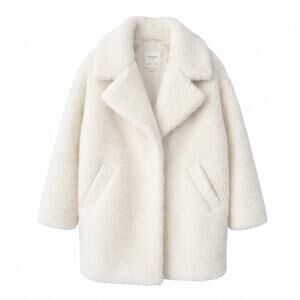 Abercrombie & Fitch Teddy Coat – Cream Faux Shearling – Like New Condition – Med